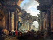 Hubert Robert Imaginary View of the Grand Gallery of the Louvre in Ruins France oil painting artist